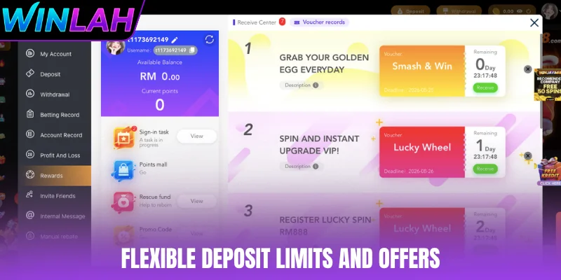 Flexible deposit limits and offers