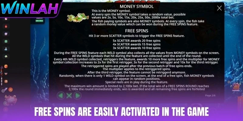 Free spins are easily activated in the game