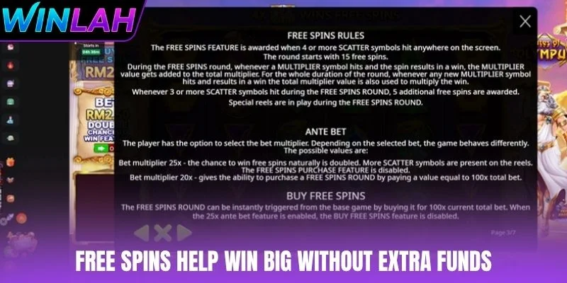 Free spins help win big without extra funds