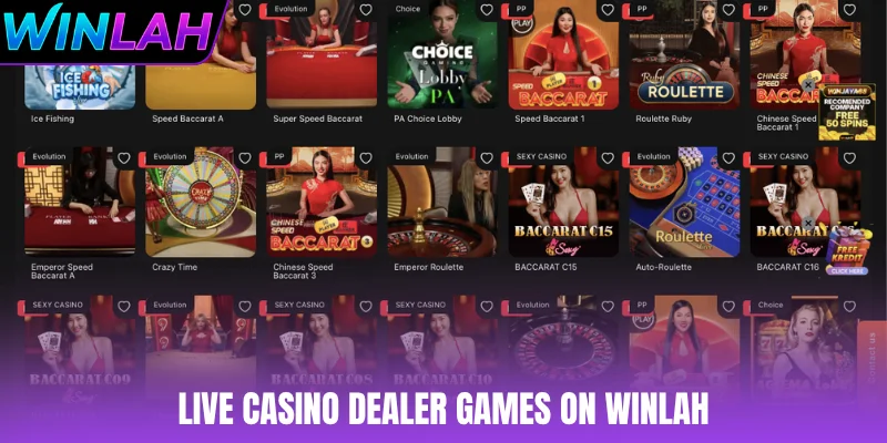 Live casino dealer games on WINLAH
