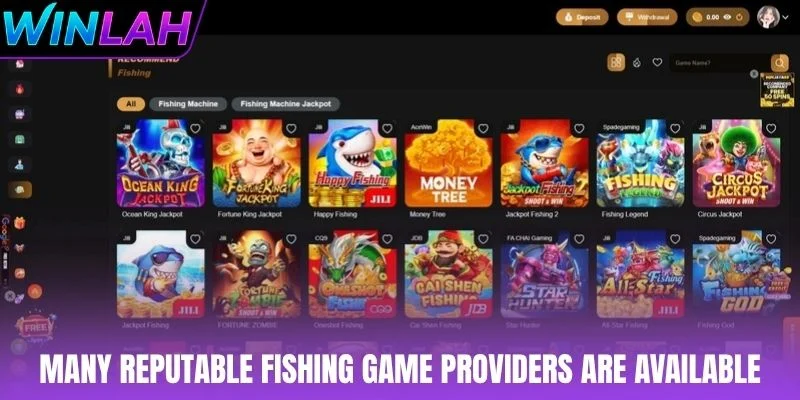 Many reputable fishing game providers are available