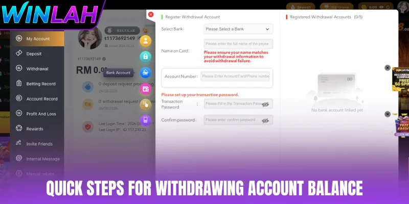 Quick steps for withdrawing account balance