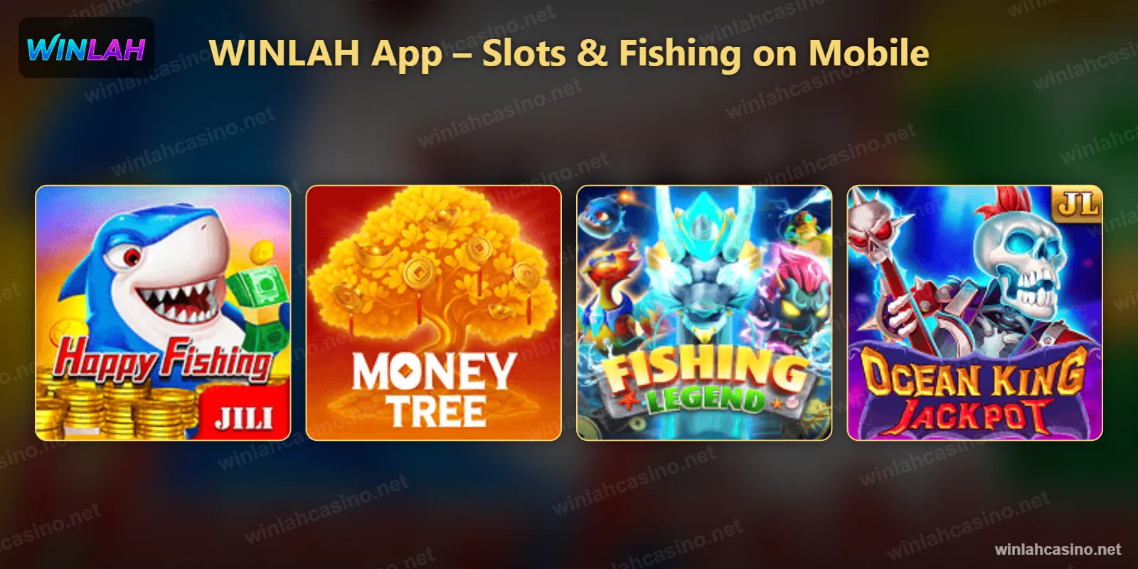 Aplikasi WINLAH di telefon dengan lobi slot