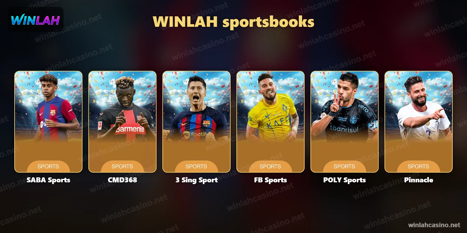 Sportsbook WINLAH – SABA, CMD368, 3 Sing, FB, POLY dan Pinnacle