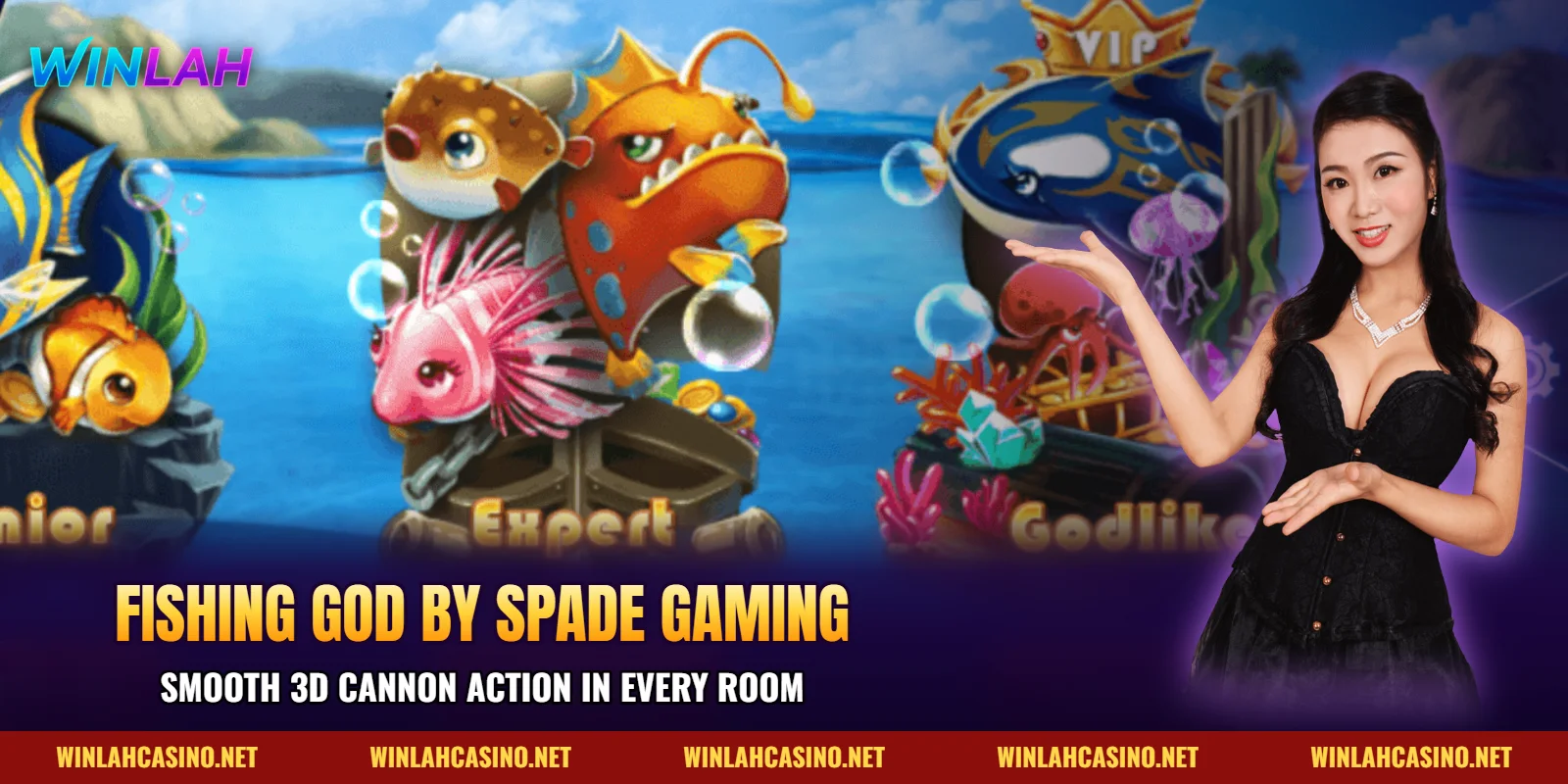 Fishing God by Spade Gaming – smooth 3D cannon action in every room