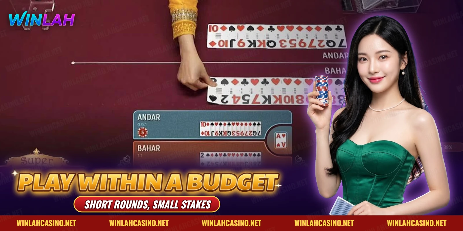 Andar Bahar round in progress with cards dealt to both sides