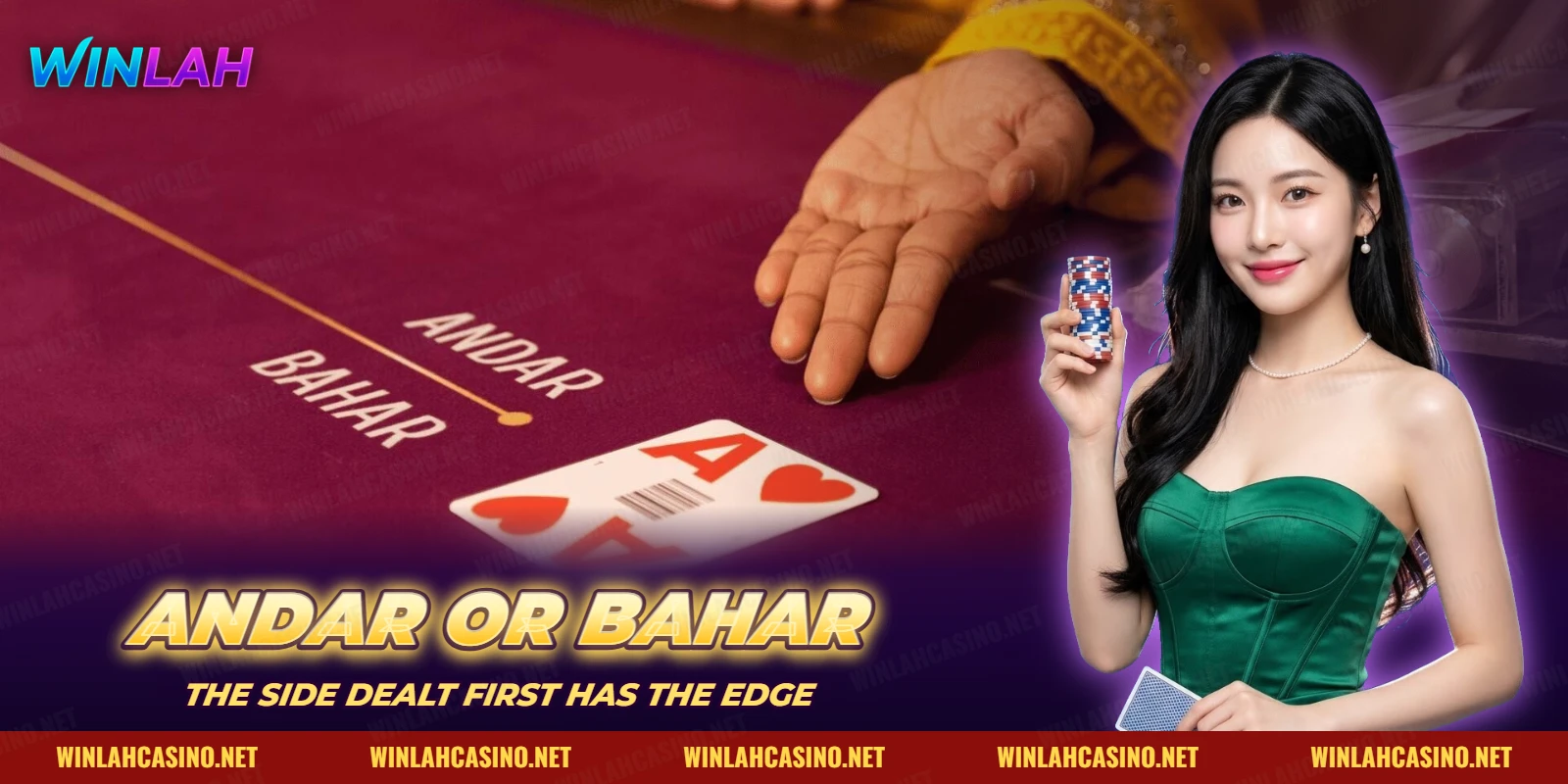 Andar Bahar table with the Andar and Bahar sides marked beside the joker card