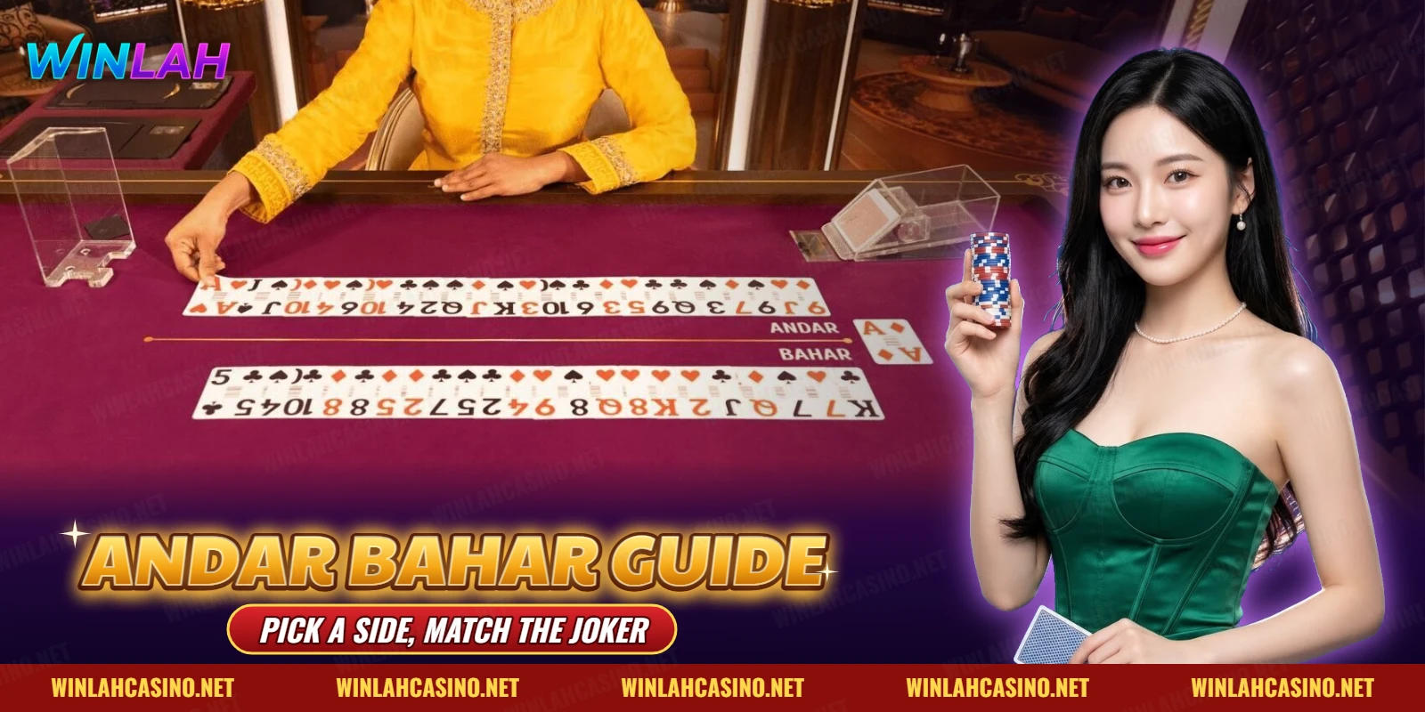 Andar Bahar guide: live card table with a joker card and two dealing sides